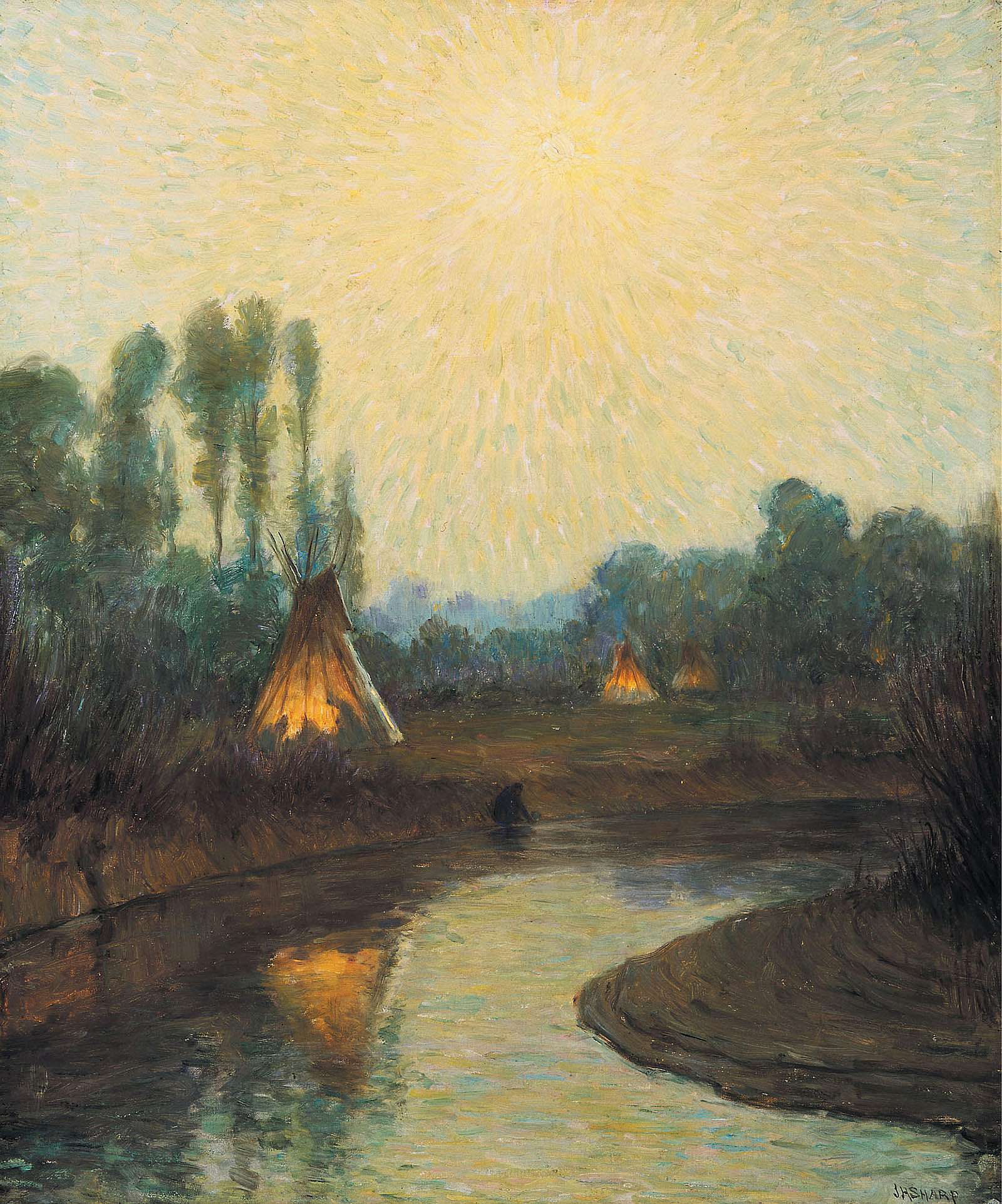 Early Moonlight on the Little Big Horn, Montana